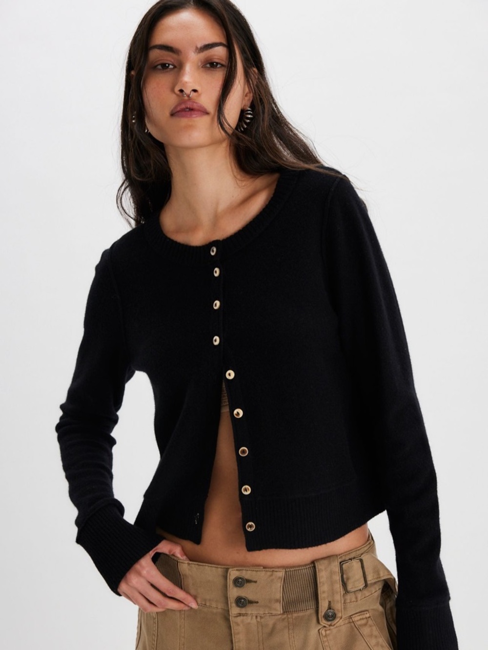 Free People Nocturnal Solid Cashmere Cardigan